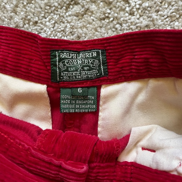 VTG 90s Ralph Lauren Country Red Corduroy High Waisted Shorts Women’s Sz 6 FLAW - Picture 2 of 10